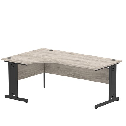Impulse 1800mm Corner Desk, Left Hand, Black Cable Managed Leg, Grey Oak