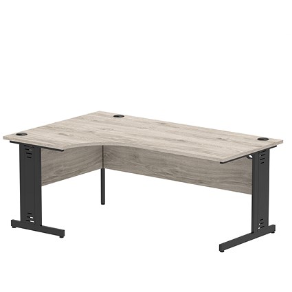 Impulse 1800mm Corner Desk, Left Hand, Black Cable Managed Leg, Grey Oak