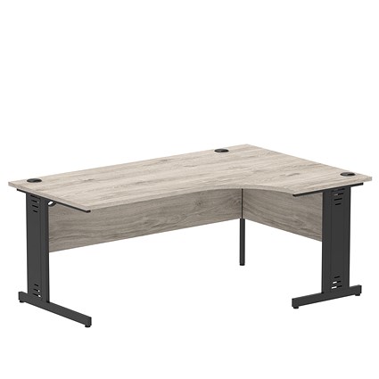 Impulse 1800mm Corner Desk, Right Hand, Black Cable Managed Leg, Grey Oak Impulse 1800mm Corner Desk, Right Hand, Black Cable Managed Leg, Grey Oak