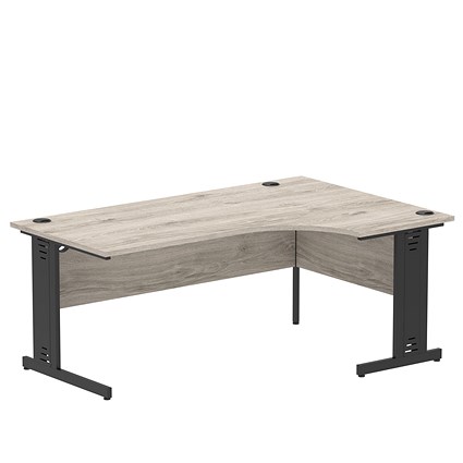 Impulse 1800mm Corner Desk, Right Hand, Black Cable Managed Leg, Grey Oak