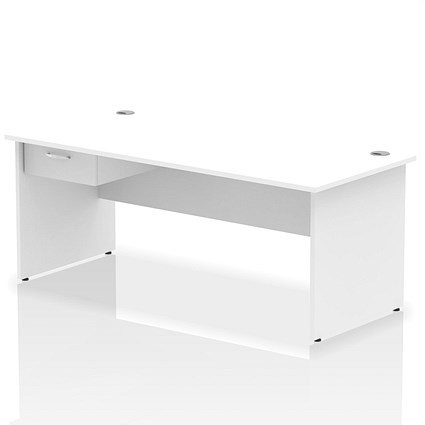 Impulse 1800mm Rectangular Desk with attached Pedestal, Panel End Leg, White