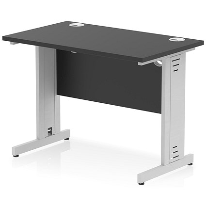 Impulse 1000mm Slim Rectangular Desk, Silver Cable Managed Leg, Black Impulse 1000mm Slim Rectangular Desk, Silver Cable Managed Leg, Black