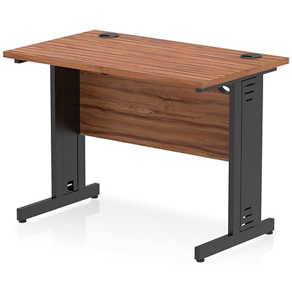 Impulse 1000mm Slim Rectangular Desk, Black Cable Managed Leg, Walnut Impulse 1000mm Slim Rectangular Desk, Black Cable Managed Leg, Walnut