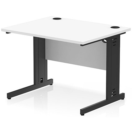 Impulse 1000mm Rectangular Desk, Black Cable Managed Leg, White Impulse 1000mm Rectangular Desk, Black Cable Managed Leg, White