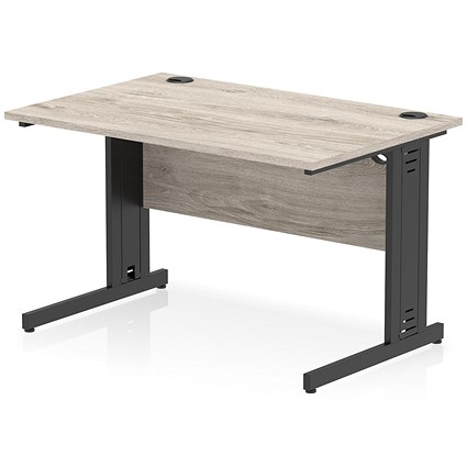 Impulse 1200mm Rectangular Desk, Black Cable Managed Leg, Grey Oak Impulse 1200mm Rectangular Desk, Black Cable Managed Leg, Grey Oak