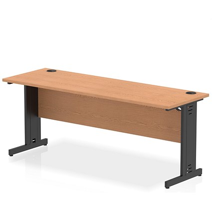 Impulse 1800mm Slim Rectangular Desk, Black Cable Managed Leg, Oak Impulse 1800mm Slim Rectangular Desk, Black Cable Managed Leg, Oak