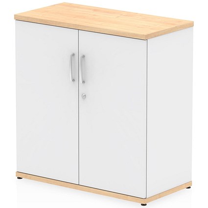Impulse Two-Tone Low Cupboard, 1 Shelf, 800mm High, Maple and White Impulse Two-Tone Low Cupboard, 1 Shelf, 800mm High, Maple and White