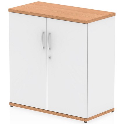 Impulse Two-Tone Low Cupboard, 1 Shelf, 800mm High, Oak and White Impulse Two-Tone Low Cupboard, 1 Shelf, 800mm High, Oak and White