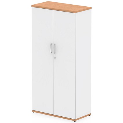 Impulse Two-Tone Tall Cupboard, 3 Shelves, 1600mm High, Oak and White Impulse Two-Tone Tall Cupboard, 3 Shelves, 1600mm High, Oak and White