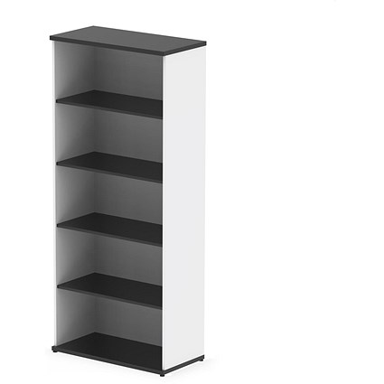 Impulse Two-Tone Extra Tall Bookcase, 4 Shelves, 2000mm High, Black and White Impulse Two-Tone Extra Tall Bookcase, 4 Shelves, 2000mm High, Black and White