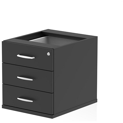 Impulse 3 Drawer Fixed Pedestal, 550mm Deep, Black Impulse 3 Drawer Fixed Pedestal, 550mm Deep, Black