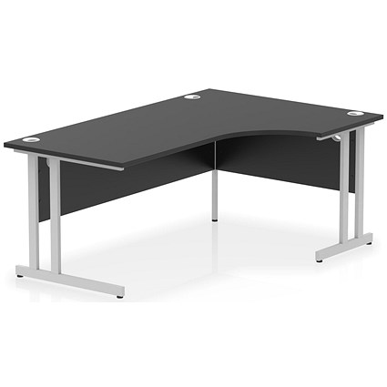 Impulse 1800mm Right Crescent Office Desk Black Top Silver Cantilever Leg Impulse 1800mm Right Crescent Office Desk Black Top Silver Cantilever Leg