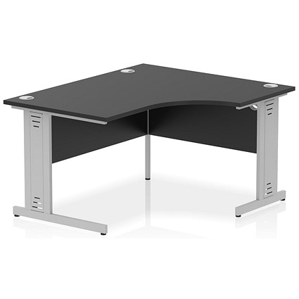 Impulse 1400mm Corner Desk, Right Hand, Silver Cable Managed Leg, Black Impulse 1400mm Corner Desk, Right Hand, Silver Cable Managed Leg, Black