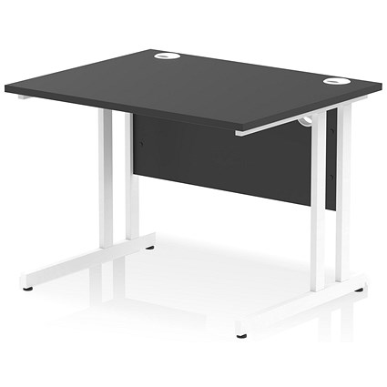 Impulse 1000mm Rectangular Desk, White Cantilever Leg, Black Impulse 1000mm Rectangular Desk, White Cantilever Leg, Black