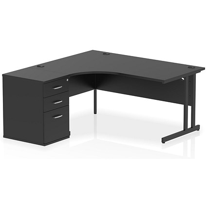 Impulse 1600mm Corner Desk with 600mm Desk High Pedestal, Left Hand, Black Cantilever Leg, Black Impulse 1600mm Corner Desk with 600mm Desk High Pedestal, Left Hand, Black Cantilever Leg, Black