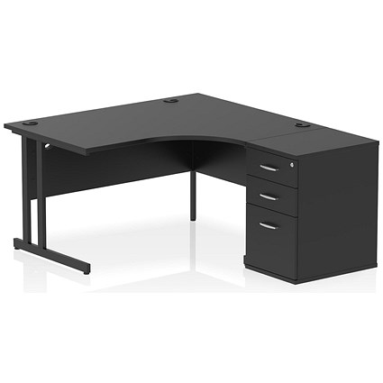 Impulse 1400mm Corner Desk with 600mm Desk High Pedestal, Right Hand, Black Cantilever Leg, Black Impulse 1400mm Corner Desk with 600mm Desk High Pedestal, Right Hand, Black Cantilever Leg, Black