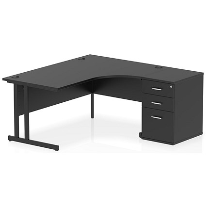 Impulse 1600mm Corner Desk with 600mm Desk High Pedestal, Right Hand, Black Cantilever Leg, Black Impulse 1600mm Corner Desk with 600mm Desk High Pedestal, Right Hand, Black Cantilever Leg, Black