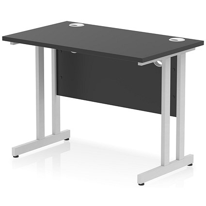 Impulse 1000mm Slim Rectangular Desk, Silver Cantilever Leg, Black Impulse 1000mm Slim Rectangular Desk, Silver Cantilever Leg, Black