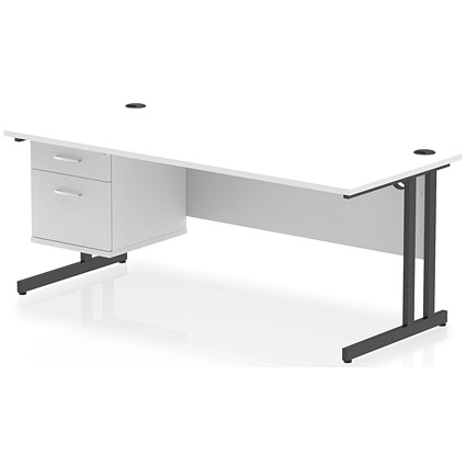 Impulse 1800mm Rectangular Desk, Black Cantilever Leg, White, With 2 Drawer Fixed Pedestal Impulse 1800mm Rectangular Desk, Black Cantilever Leg, White, With 2 Drawer Fixed Pedestal