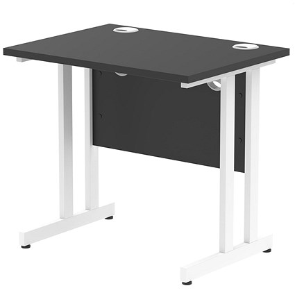 Impulse 800mm Slim Rectangular Desk, White Cantilever Leg, Black Impulse 800mm Slim Rectangular Desk, White Cantilever Leg, Black