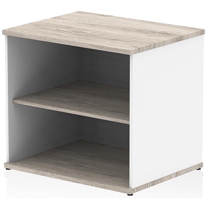 Impulse Two-Tone Desk High Bookcase, 1 Shelf, Grey Oak and White