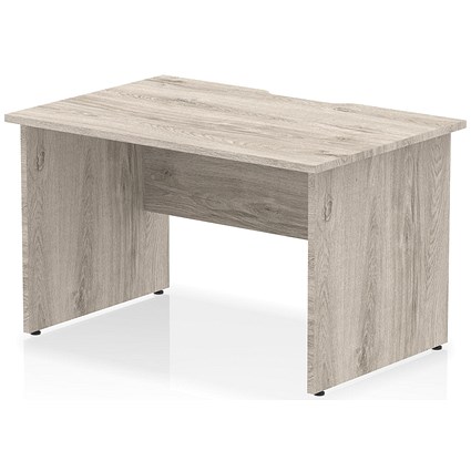 Impulse 1200mm Scalloped Edge Rectangular Desk, Panel End Legs, Grey Oak