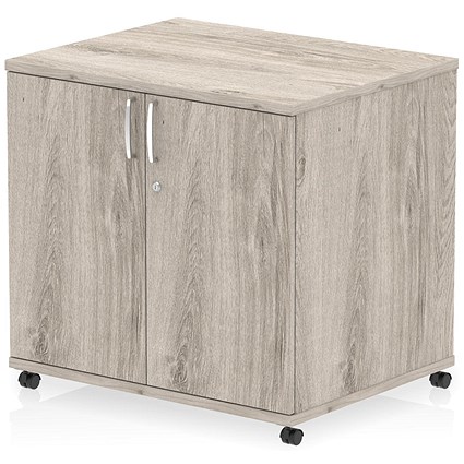 Impulse 600mm Deep Desk High Mobile Cupboard, Grey Oak