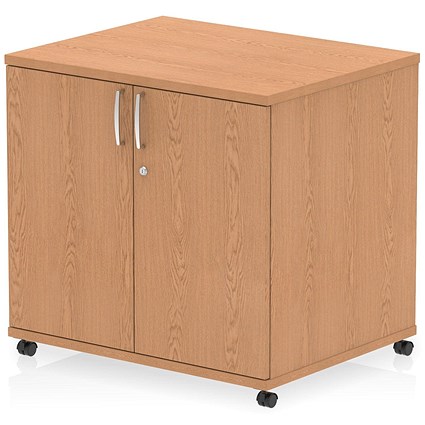 Impulse 600mm Deep Desk High Mobile Cupboard, Oak