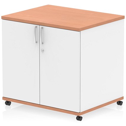 Impulse Two-Tone 600mm Deep Desk High Mobile Cupboard, Beech and White
