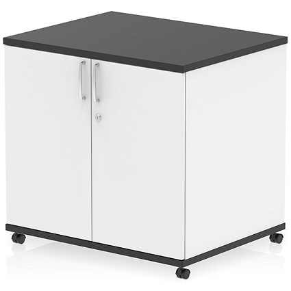 Impulse Two-Tone 600mm Deep Desk High Mobile Cupboard, Black and White