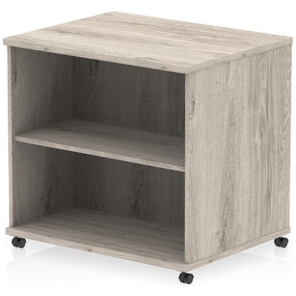 Impulse 600mm Deep Desk High Mobile Bookcase, Grey Oak