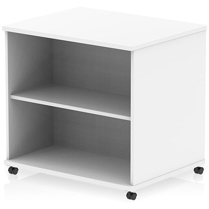 Impulse 600mm Deep Desk High Mobile Bookcase, White