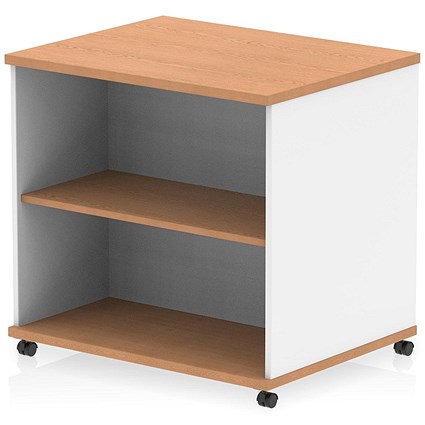Impulse Two-Tone 600mm Deep Desk High Mobile Bookcase, Beech and White
