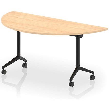 Impulse Plus Flip Semi-Circle Table, 1600mm Wide, Black Foot, Maple Impulse Plus Flip Semi-Circle Table, 1600mm Wide, Black Foot, Maple