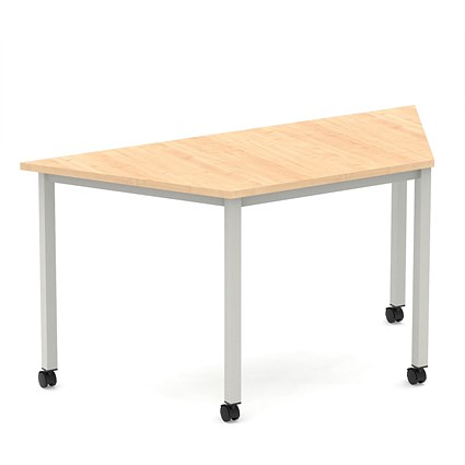 Impulse 1600mm Trapezium Maple Top Silver Box Frame Leg with Castors