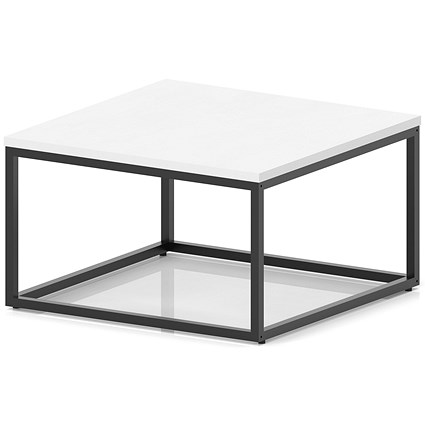 Impulse 800mm Square Coffee Table With Metal Frame White Top Black Leg
