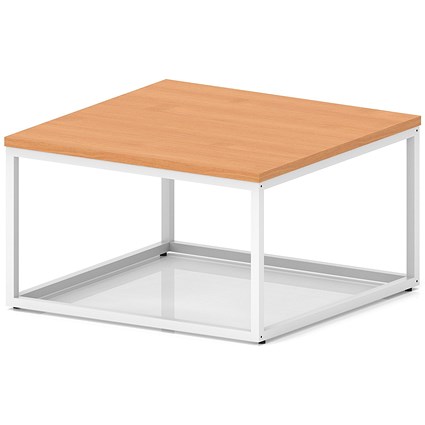 Impulse 800mm Square Coffee Table With Metal Frame Beech Top White Leg