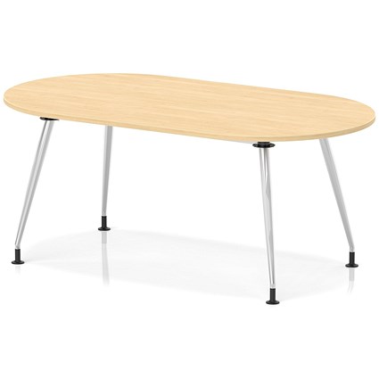 Impulse 1800mm Boardroom Table With Silver Leg Frame Maple Top