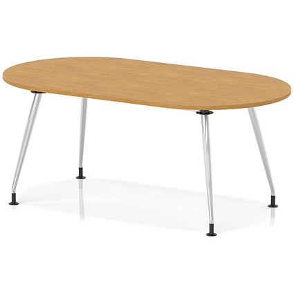 Impulse 1800mm Boardroom Table With Silver Leg Frame Oak Top