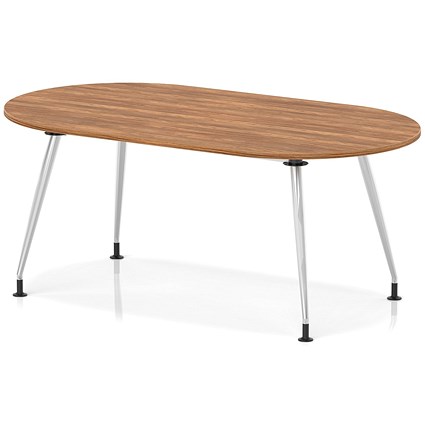 Impulse 1800mm Boardroom Table With Silver Leg Frame Walnut Top
