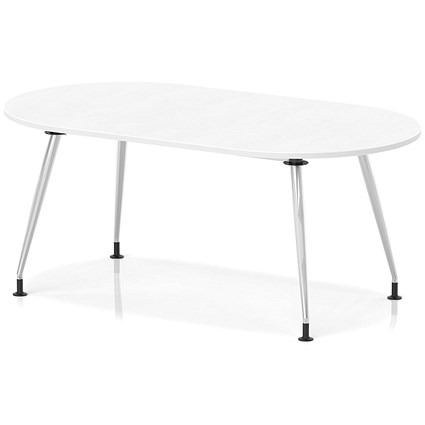 Impulse 1800mm Boardroom Table With Silver Leg Frame White Top