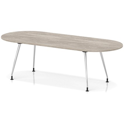 Impulse 2400mm Boardroom Table With Silver Leg Frame Grey Oak Top