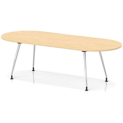 Impulse 2400mm Boardroom Table With Silver Leg Frame Maple Top