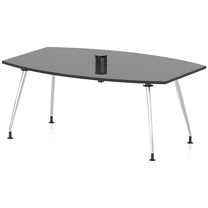 High Gloss Volta 1800mm Writable Boardroom Table With Pop-up Power Module Black Top