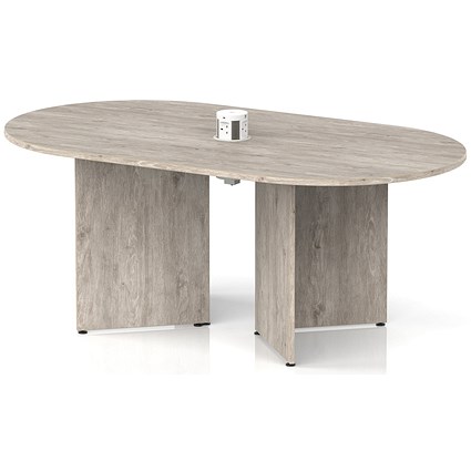 Impulse Volta 1800mm Boardroom Table With White Pop-up Power Module Grey Top Arrowhead Leg
