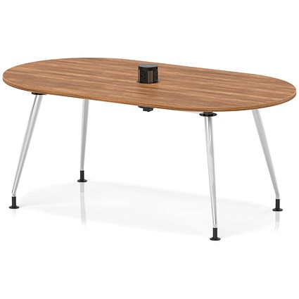 Impulse Volta 1800mm Boardroom Table With Pop-up Power Module With Silver Leg Frame Walnut Top