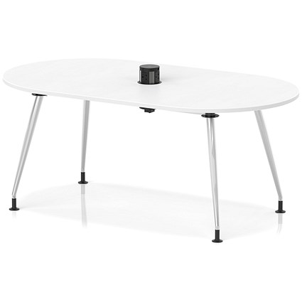 Impulse Volta 1800mm Boardroom Table With Pop-up Power Module With Silver Leg Frame White Top