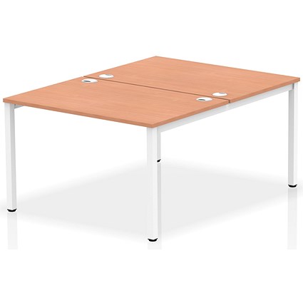 Impulse Bench B2B 2 Person 1200 White Frame Office Bench Desk Beech