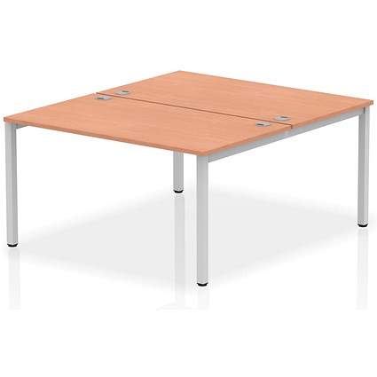 Impulse Bench B2B 2 Person 1400 Silver Frame Office Bench Desk Beech