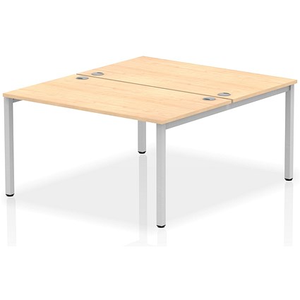 Impulse Bench B2B 2 Person 1400 Silver Frame Office Bench Desk Maple Impulse Bench B2B 2 Person 1400 Silver Frame Office Bench Desk Maple
